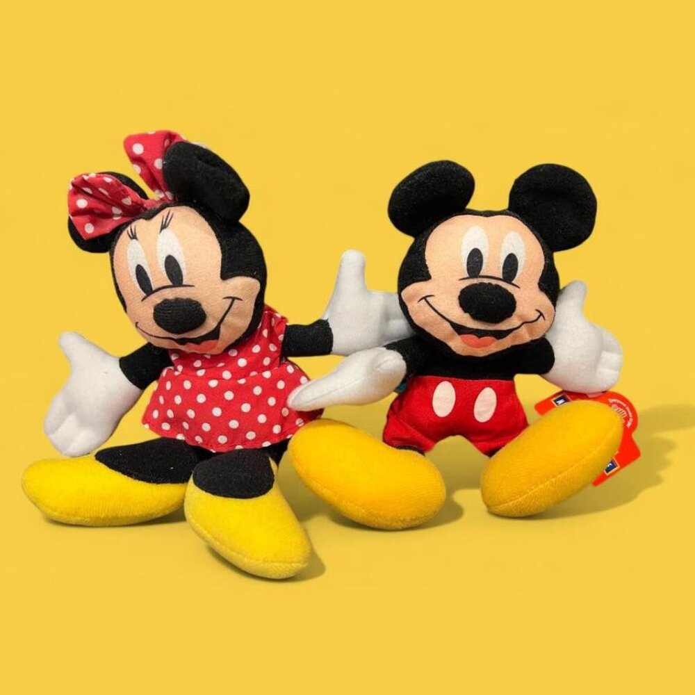 Vintage 1990's Disney Mickey and Minnie Mouse Applause Plush-NWT
